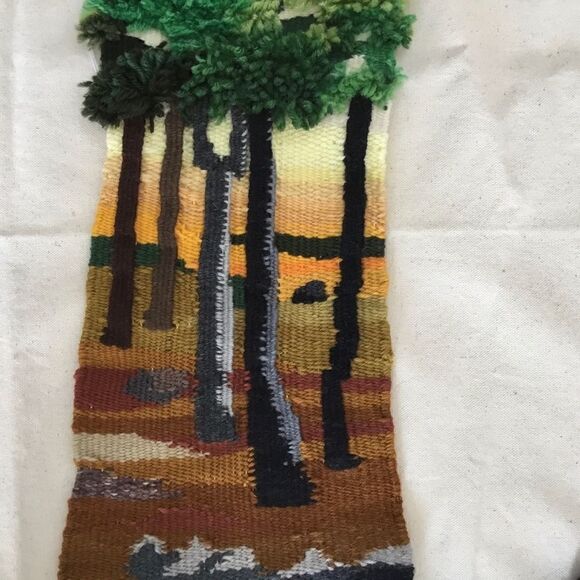 OOAK handmade woven wall hanging forest woods - Picture 2 of 8